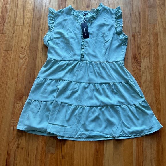 Brand new solid color light green summer mini dress. Size XL - Picture 5 of 13